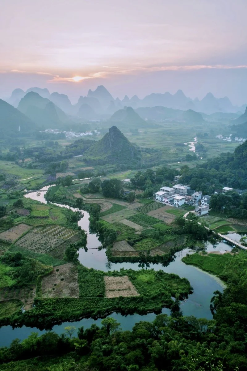 Paint By Numbers | Guilin - Aerial View Of Green Trees And Mountains During Daytime