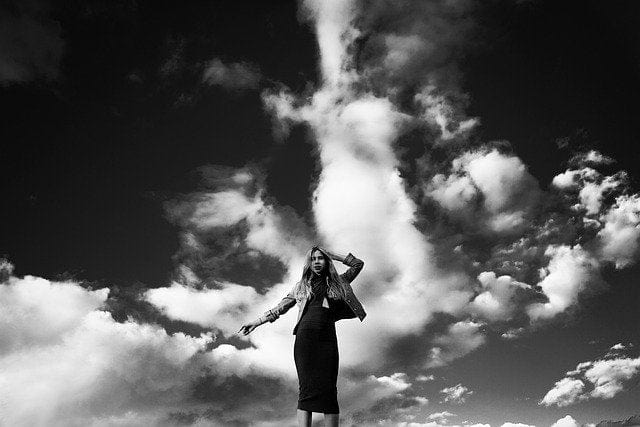 Against Sky Young Woman Black And White Paint By Number Kit