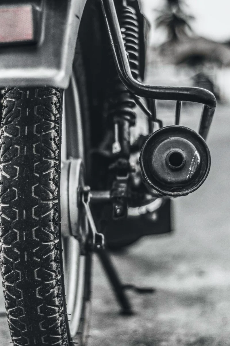 Paint By Numbers | Lagos - Black Motorcycle Wheel In Close Up Photography