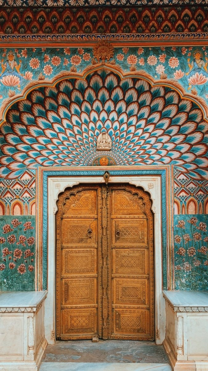 Paint By Numbers | Peacock - Blue And Brown Wooden Door