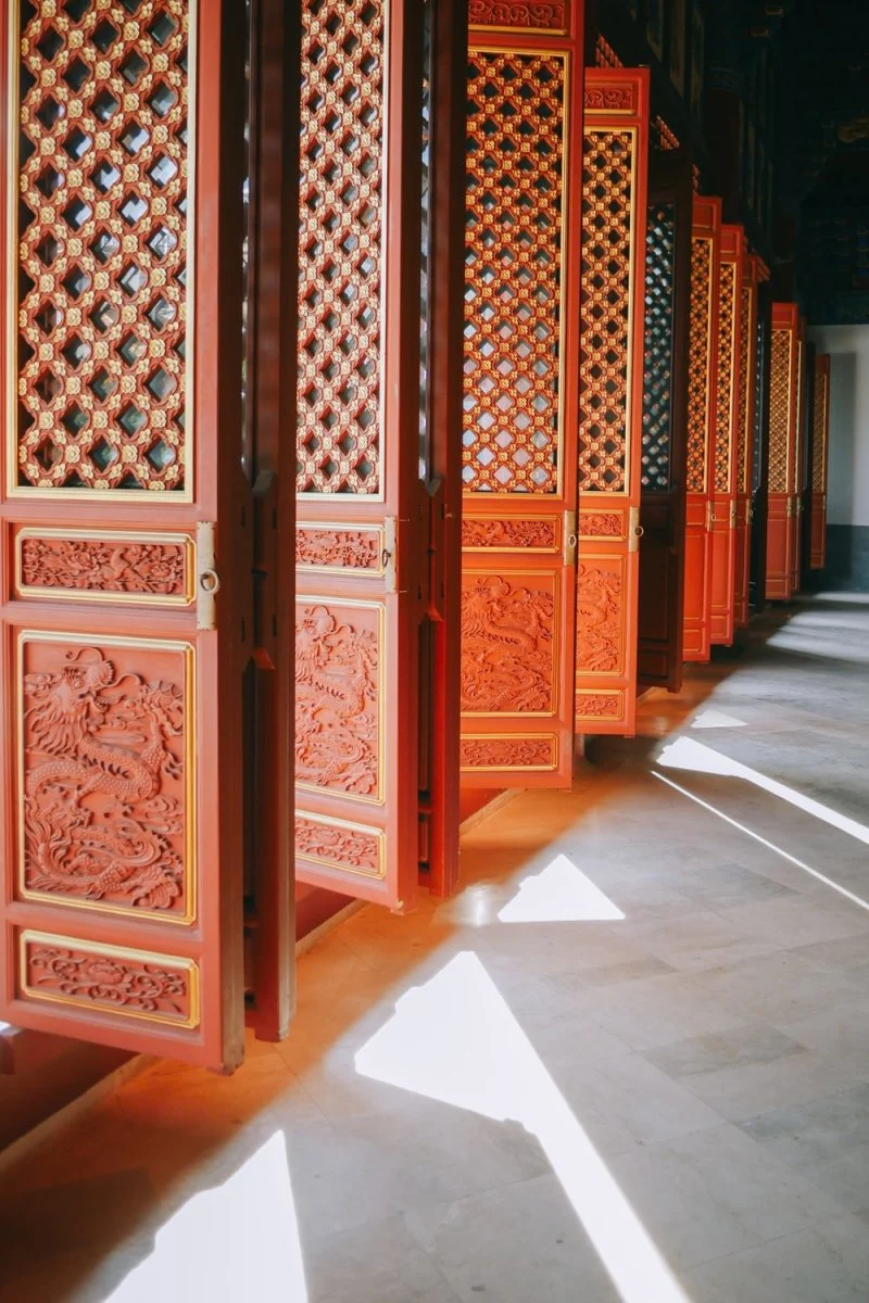 Paint By Numbers | Kunming - Brown Wooden Door On White And Brown Ceramic Tiles