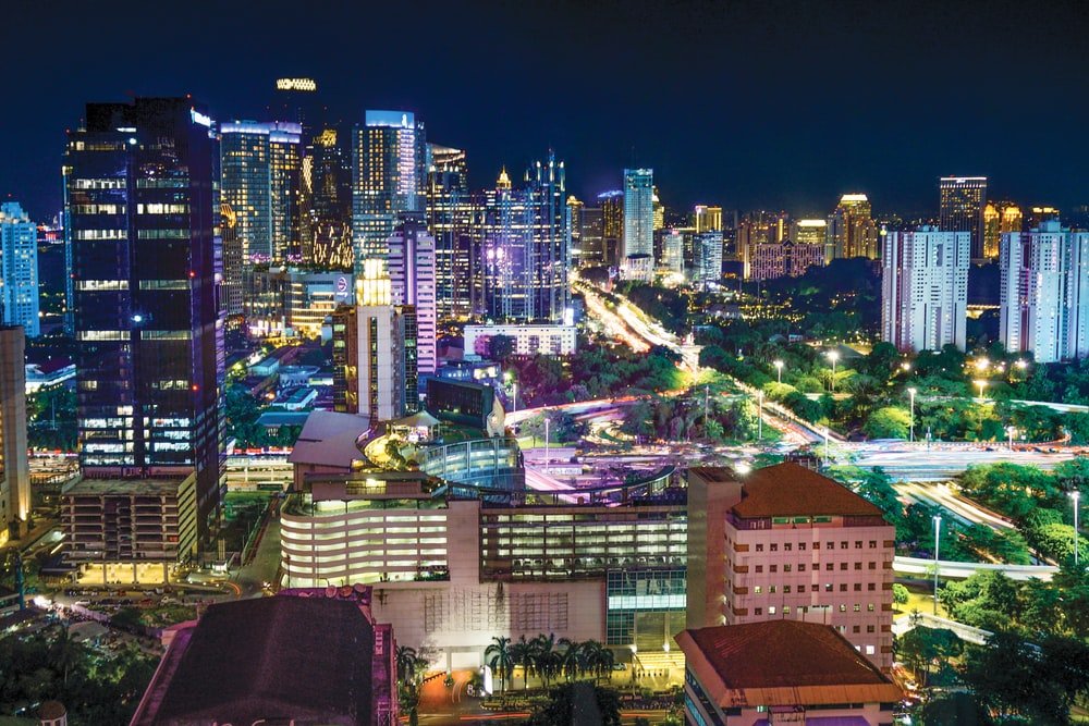 Paint By Numbers | Jakarta - Cityscape With Lights Turned-On During Nighttime