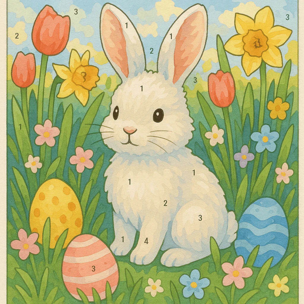 Easter Bunny in Garden - Paint By Numbers Kit