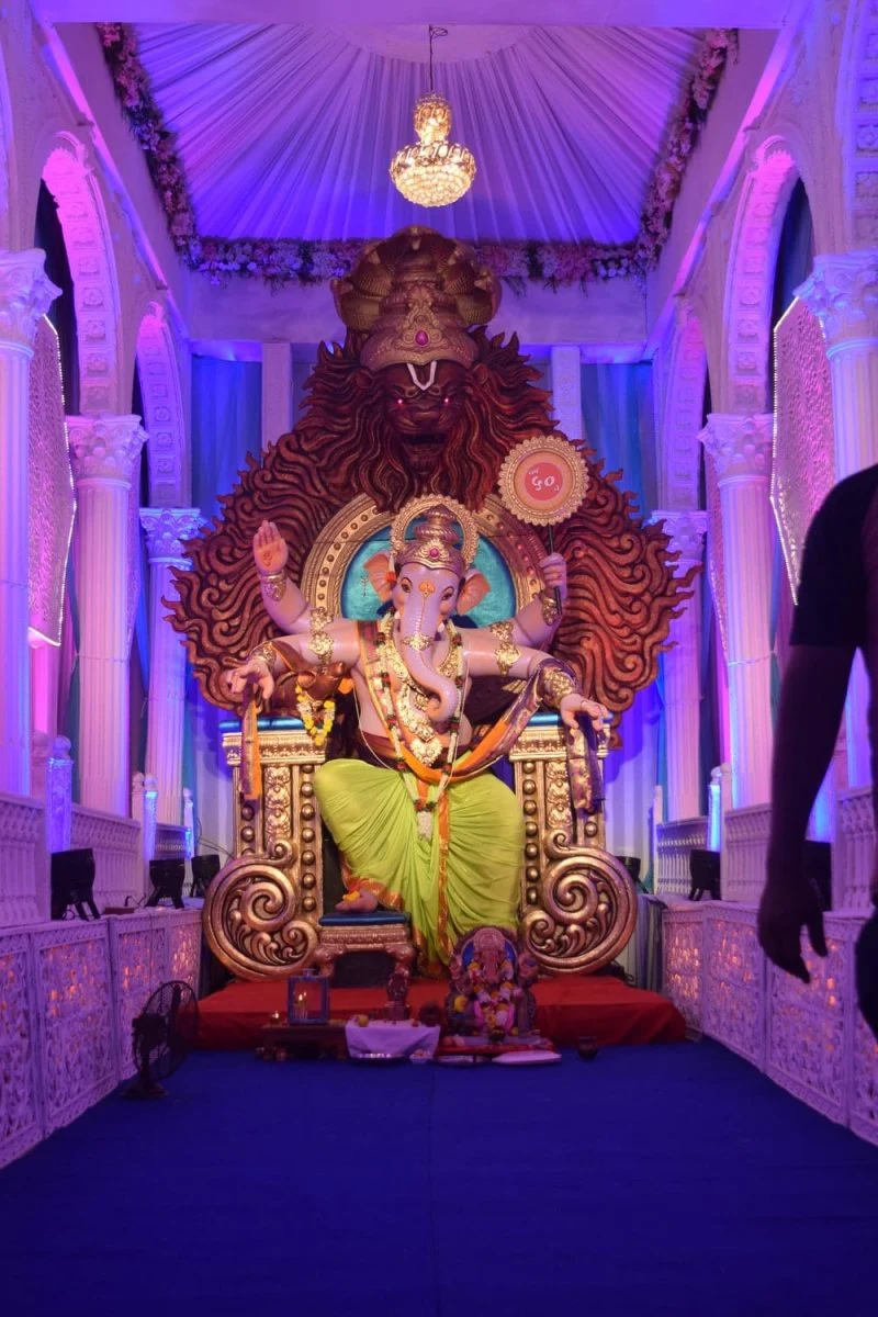 Paint By Numbers | Sūrat - Gold Hindu Deity Statue On Purple Couch