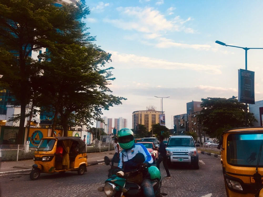 Paint By Numbers | Lagos - Man Riding On Motorcycle Wearing Teal Helmet