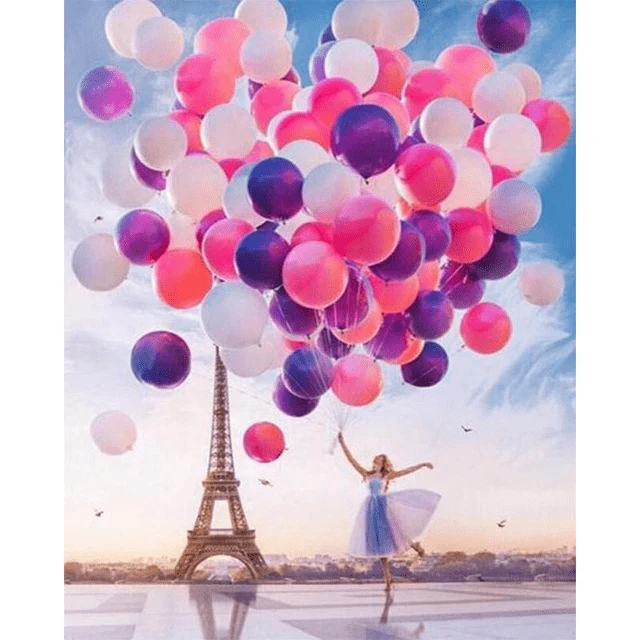 Paint By Numbers | Dancing Lady with Balloons in Paris