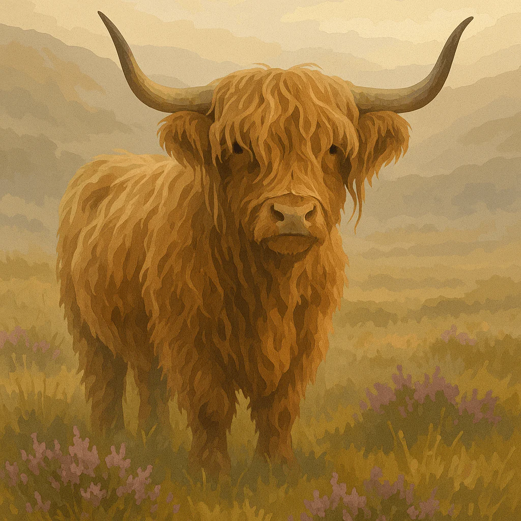 Paint By Numbers | Highland Cow in Scottish Meadow