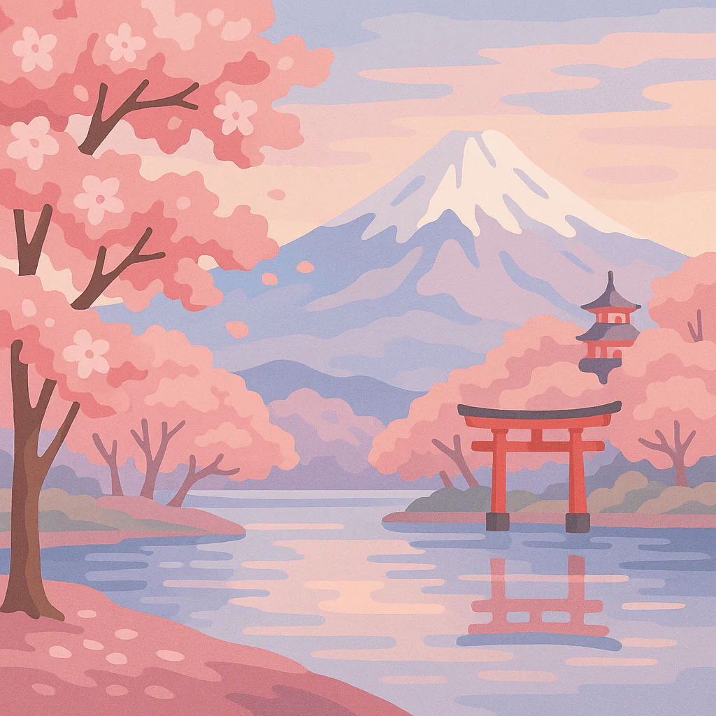 Paint By Numbers | Japanese Cherry Blossom & Mount Fuji