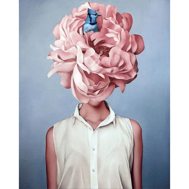 Paint By Numbers | Lady Head Flower with Blue Bird 2