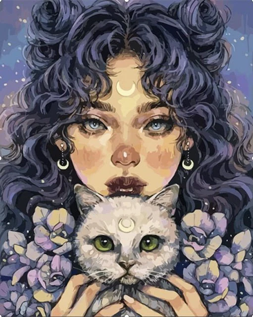 Paint By Numbers | Lady Moon and Cat