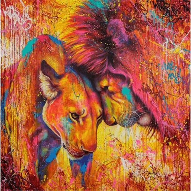 Paint By Numbers | Lion and Lioness Art