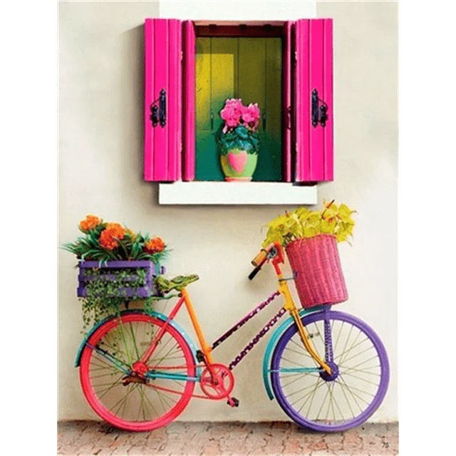 Paint By Numbers | Pink Window and Bicycle