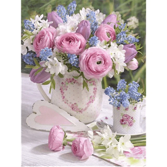 Paint By Numbers | Purple and Pink Roses Centerpiece