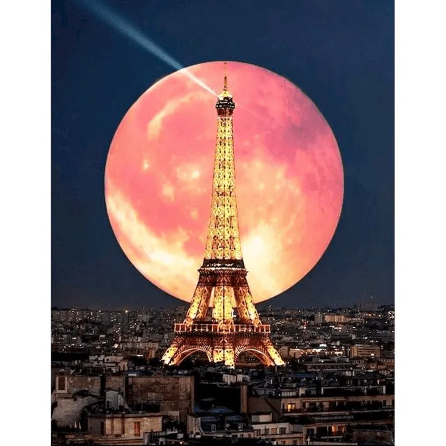 Paint By Numbers | Rare Moon in Eiffel Tower