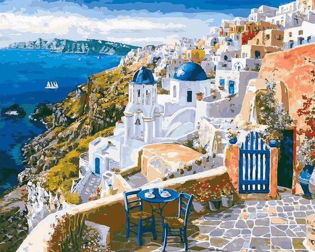 Paint By Numbers | Santorini City and The Sea