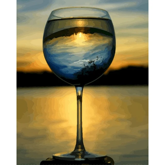 Paint By Numbers | Sunset Wine Glass