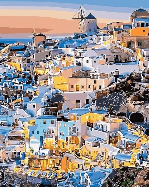 Paint By Numbers | The Traditional Santorini City