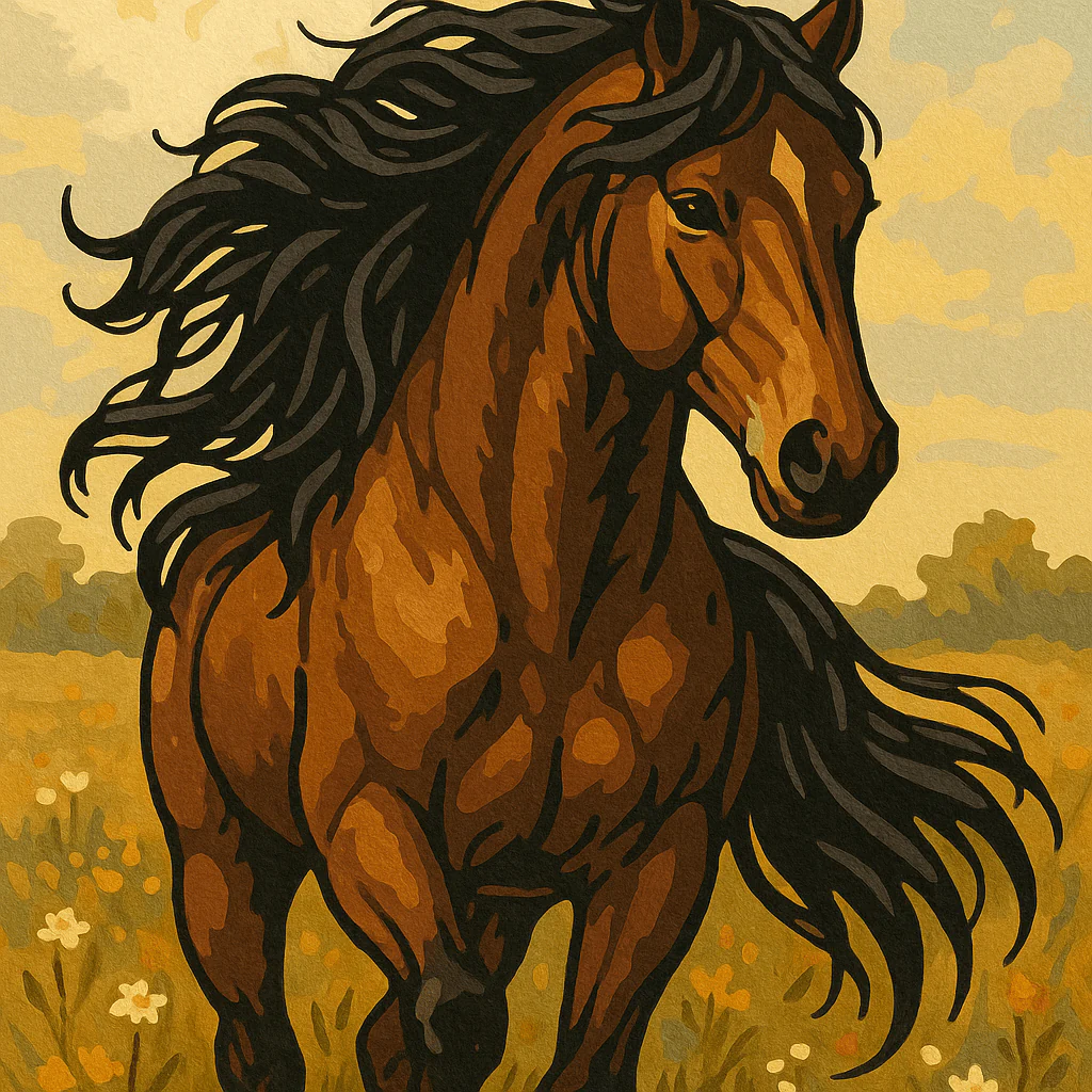 Paint By Numbers | Wild Horse in Meadow