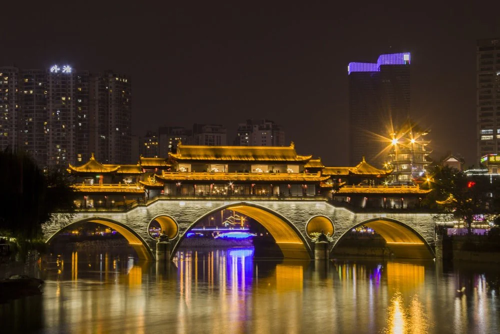 Paint By Numbers | Chengdu - Photography Of Building And Bridge During Nighttime