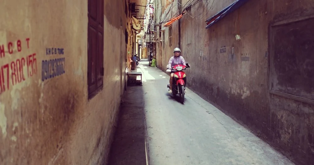Paint By Numbers | Hanoi - Red And Black Motorcycle Parked Beside Brown Concrete Building During Daytime