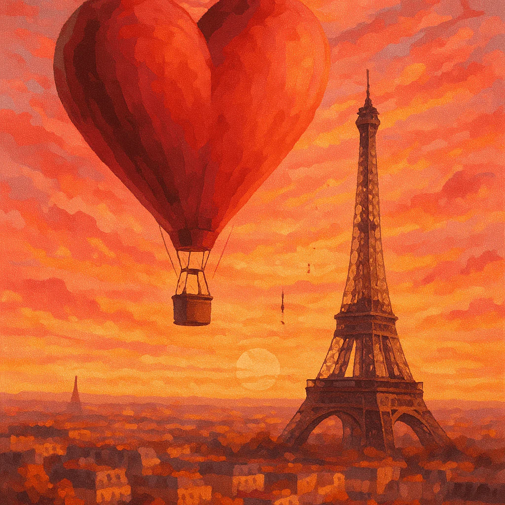 Romantic Heart Hot Air Balloon - Paint By Numbers