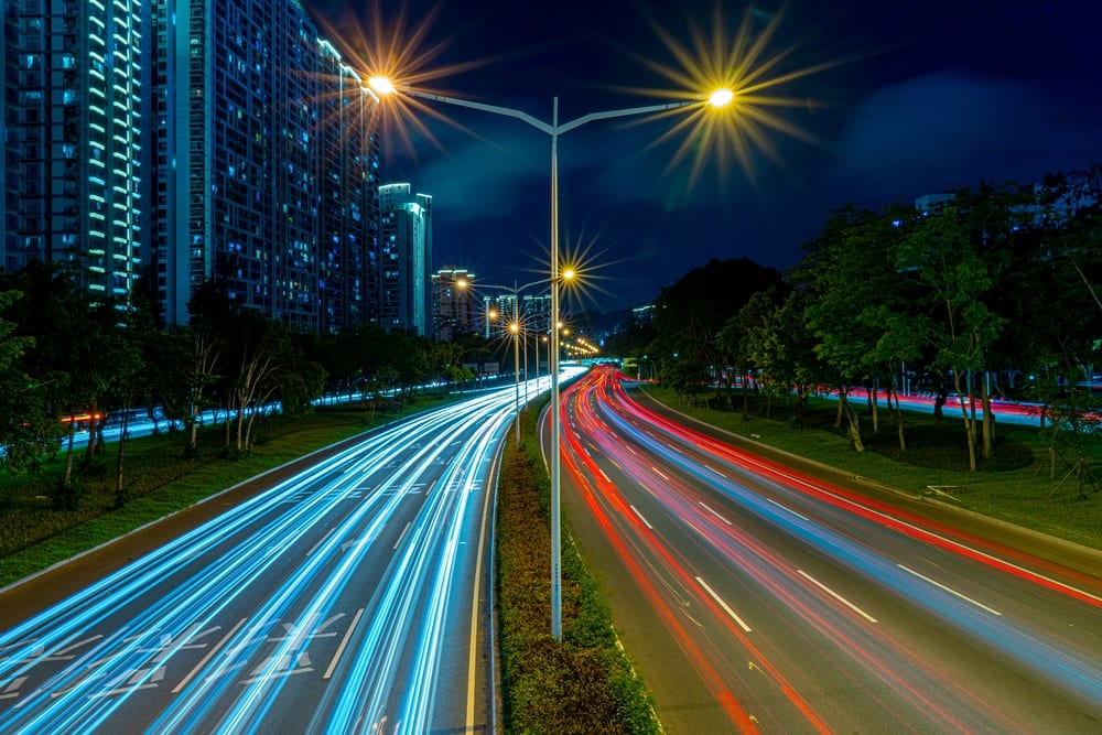 Paint By Numbers | Shenzhen - Timelapse Photography Of Vehicle Tailights In Street With Lighted Post Beside Buildings At Daytime