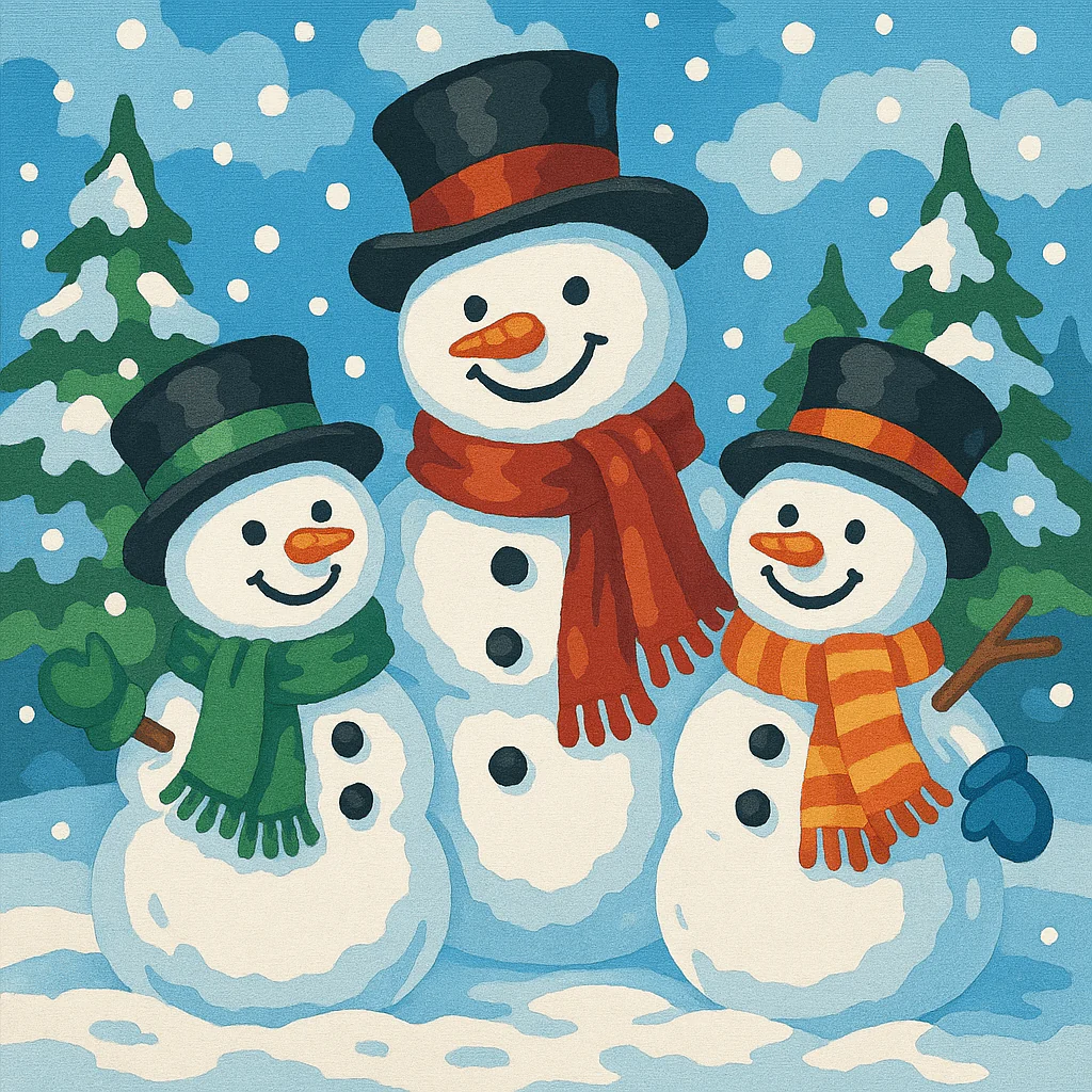 Winter Snowman Family - Paint By Numbers Kit